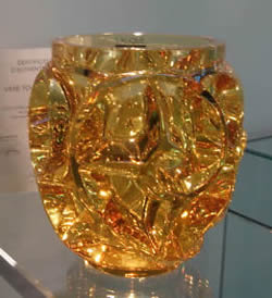Tourbillons Lalique France Crystal Vase In Yellow Amber Glass