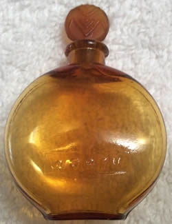 Vers Le Jour Amber Glass Chevron Stoppered Lalique France Crystal Modern Perfume Bottle Molded LALIQUE PARIS To The Underside and WORTH On The Side