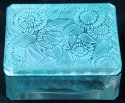 Zinnias Lalique France Modern Crystal Box With Later Patina