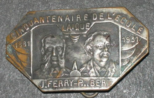 Fake Rene Lalique Belt Buckle With The Words Cinquantenaire De L'Ecole Laique 1881-1931 J.Ferry-Paul Bert