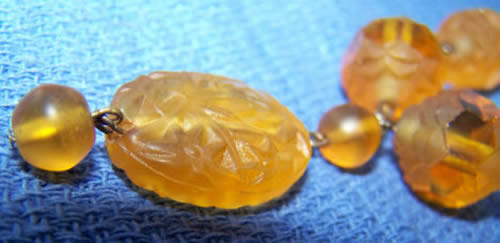 Fake Rene Lalique Necklace With Yellow Amber Beads