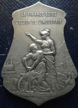 Louis Armand Rault Silver Medallion LA FINANCE GUIDE L'ESSOR DE L'INDUSTRIE Signed LRAULT