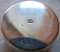 Louis Armand Rault Underside View Showing Makers Mark Of Silver Snuff Box With Rault Medallion On Lid