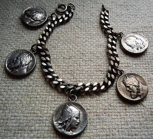 Louis Rault LR Signed 5 Medallions Bracelet