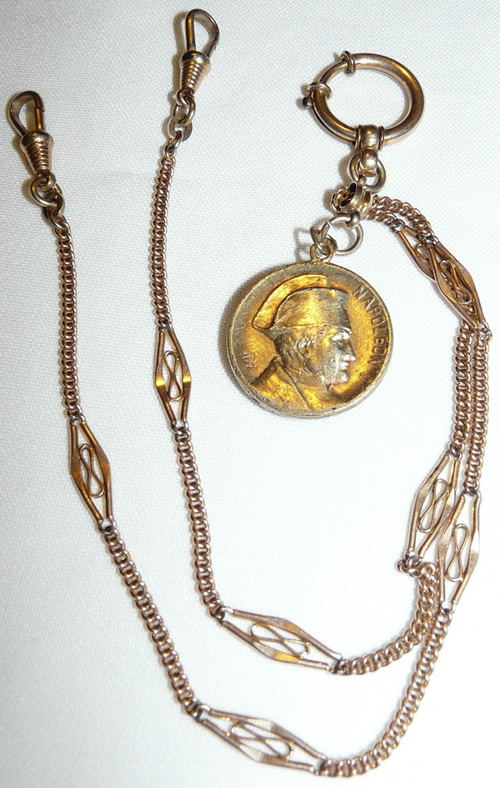 Louis Armand Rault Double Watch Chain With Napoleon 1 Medallion And Eagle On Reverse - Eagle Side Is Not Marked