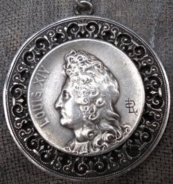 LR Signature - RL Signature LOUIS XIV Louis Armand Rault Pendant of Figure In Profile with In Intricate Surround