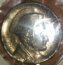 Louis Armand Rault Medallion of Napoleon Wearing A Hat In Profile Molded Napoleon I with LR Signature - RL Signature - Front View of Medallion