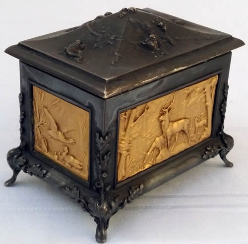 Louis Rault LR Signed Bronze And Gilt Footed Wildlife Box