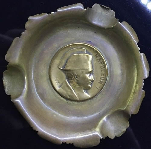 Louis Rault LR Napoleon 1 Medallion Inset Into A 7 CM Wide Brass Ashtray
