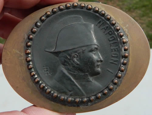 Louis Armand Rault Brass Snuff Box With Rault Napoleon I Medallion On Lid