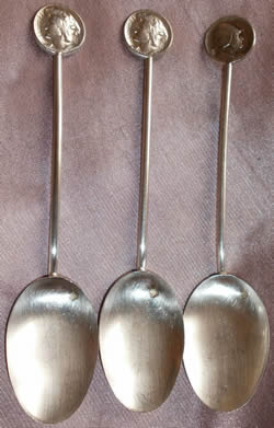Silver Spoons With Louis Rault Designs Incorporated In The Handles