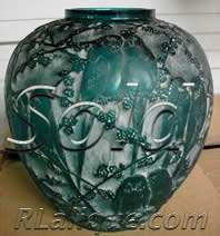 R Lalique Vase Perruches