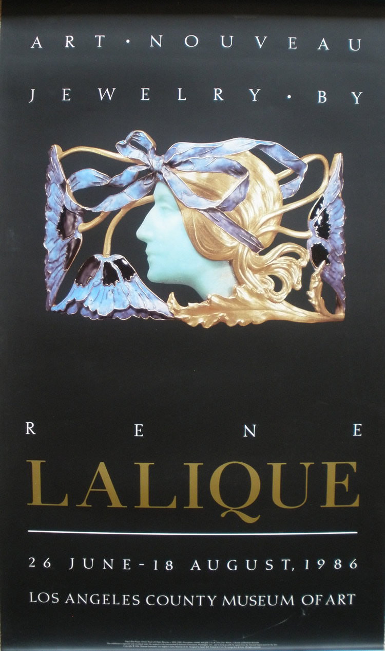 Lalique Exhibition - Sale - Museum Poster: Art Nouveau Jewelry by Rene Lalique: Los Angeles County Museum Exhibition Poster: From an Exhibition or Sale of Rene Lalique Works
