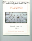 Rene Lalique in Auction Catalogue For Sale: Arts Decoratifs Styles 1900 et 1925, Sotheby Parke-Bernet, Monaco S.A., March 6, 1983