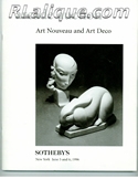 Rene Lalique in Auction Catalogue For Sale: Sotheby's Arcade Auctions, Art Nouveau and Art Deco, Sotheby's, New York, June 5 and 6, 1996