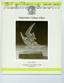 Lalique Auction Catalogue For Sale: Important Lalique Glass, Christie's New York, October 4, 1980