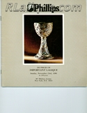 Lalique Auction Catalogue For Sale: Important Lalique, Phillips New York, November 23, 1980