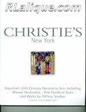 Decorative Arts - Art Nouveau - Art Deco Auction Catalogue - Book - Magazine For Sale: Christie's New York Important 20th Century Decorative Arts including Wiener Werkstatte - One Hundred Years and Works by Tiffany Studios Thursday 9 December 2003: A Post War Auction Catalog - Book - Magazine