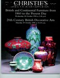 Decorative Arts - Art Nouveau - Art Deco Auction Catalogue - Book - Magazine For Sale: Christie's South Kensington British and Continental Furniture from 1860 to the Present Day Wednesday 28 October 1998 at 2.00 p.m. 20th Century British Decorative Arts Thursday 29 October 1998 at 10.30 a.m.: A Post War Auction Catalog - Book - Magazine