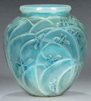 Rene Lalique Opalescent Sauterelles Vase