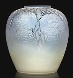 Rene Lalique Vases Alicante in Opalescent Glass