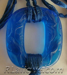 Rene Lalique Pendant Grenouilles in Electric Blue Glass