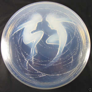 Rene Lalique Box Deux Sirenes In Lalique Opalescent Glass