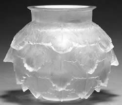 Rene Lalique Cire Perdue Vase Feuilles De Lierre Dentelees 1930