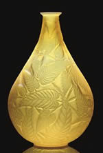 Rene Lalique Vase Sauge in Cased Yellow Butterscotch Glass