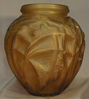 Sauterelles Fake Rene Lalique Amber Vase