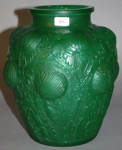 Rene Lalique Vase Domremy in Green Glass