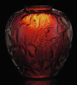 Rene Lalique Vase Amber Perruches