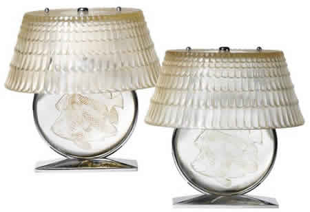 Rene Lalique Poissons Table Lamps