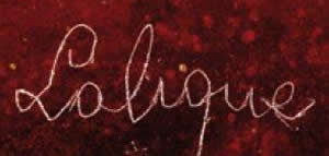 Rene Lalique Signature On A Poissons Vase In Red Glass