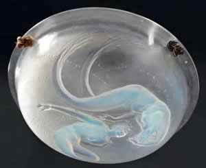 R. Lalique Deux Sirenes Light Fixture