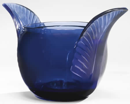 Rene Lalique Tristan Vase In Blue Glass