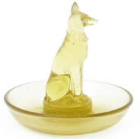 R. Lalique Chien Yellow Glass Ashtray