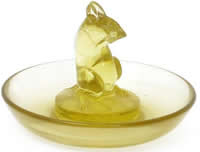 R. Lalique Souris Yellow Glass Ashtray