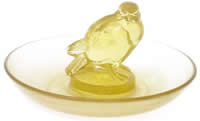 R. Lalique Moineau Yellow Glass Ashtray