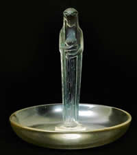 R. Lalique Statuette De la Fontaine Glass Ashtray