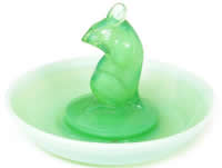 R. Lalique Souris Green Opalescent Glass Ashtray