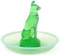 R. Lalique Chien Green Glass Ashtray