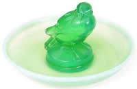 R. Lalique Moineau Green Glass Ashtray