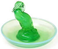 R. Lalique Canard Green Glass Ashtray