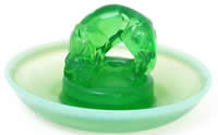 R. Lalique Renard Green Glass Ashtray