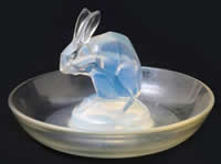 R. Lalique Lapin Opalescent Glass Ashtray