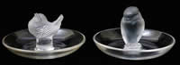 R. Lalique Rapace and Pinson Glass Ashtrays