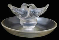 R. Lalique Deux Colombes Clear Glass Ashtray