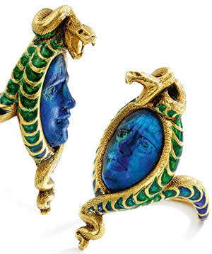 R. Lalique Medusa And Serpent Ring Opposing Views