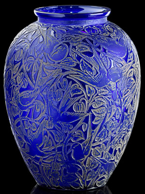 Martin Pêcheurs Vase In Blue Glass